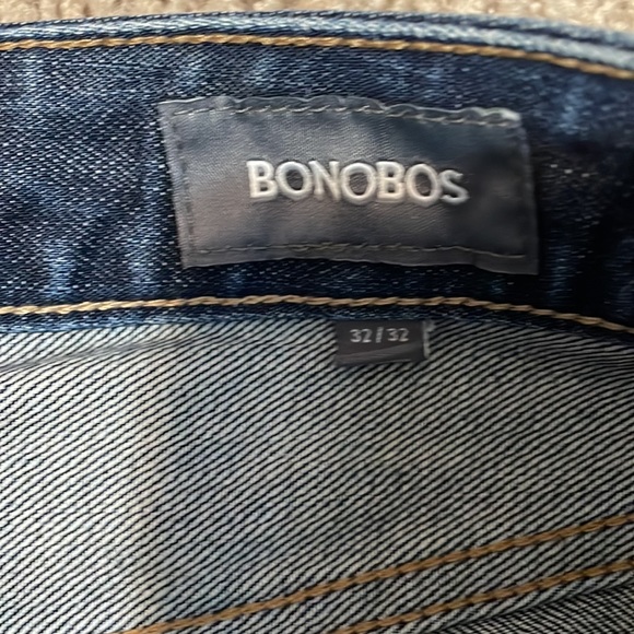 Bonobos Mens 32 x 32 Dark Blue Wash Resin Rinse Stone Wash Straight Leg Jeans - Picture 2 of 2